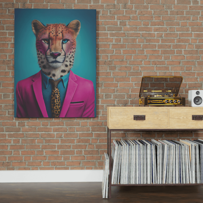 Cheetah Chic Acrylic Prints Photos Prints On Metal And Canvas   Furry Fashionistas186 Cheetah Chic Brick Wall 650x650 