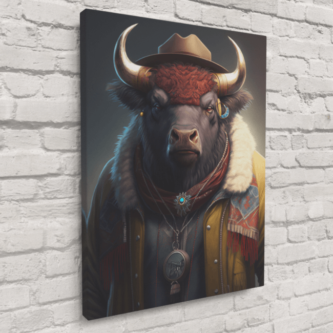 Rustic Buffalo Acrylic Prints Photos Prints On Metal And Canvas   Furry Fashionistas57 Rustic Buffalo Canvas 